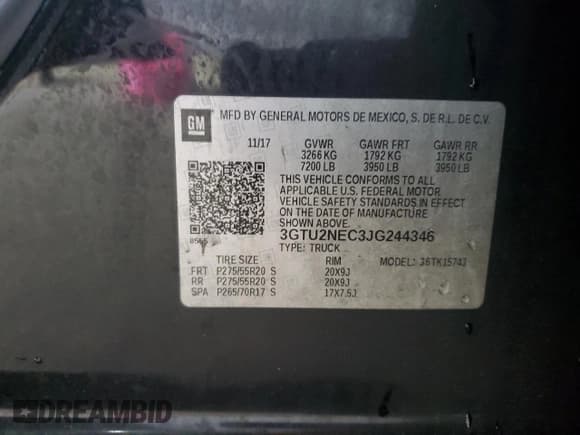 ✅ 2018 GMC Sierra 1500 SLT • VIN: 3GTU2NEC3JG244346 • Lot: 56448325. Wystawiony na Copart z przebiegiem 172 535 mil. Bezpłatny archiwum sprzedaży aukcyjnych z USA i szczegółowy raport historii pojazdu na DreamBid. Zdjęcie 12.