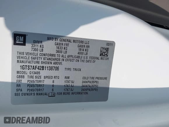 ✅ 2011 GMC Savana • VIN: 1GTS7AF42B1138706 • Lot: 42383972. Listed on IAAI with 197,831 mi. Free auction sales archive from the USA and detailed vehicle history report at DreamBid. Image 9.