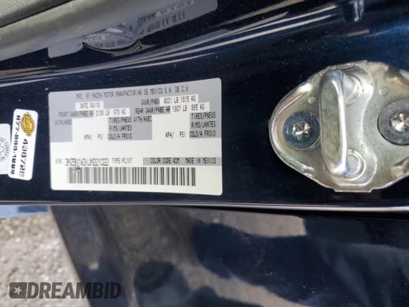 ✅ 2018 Mazda 3 Grand Touring • VIN: 3MZBN1W3XJM221022 • Lot: 85855395. Listed on Copart with Not provided. Free auction sales archive from the USA and detailed vehicle history report at DreamBid. Image 13.