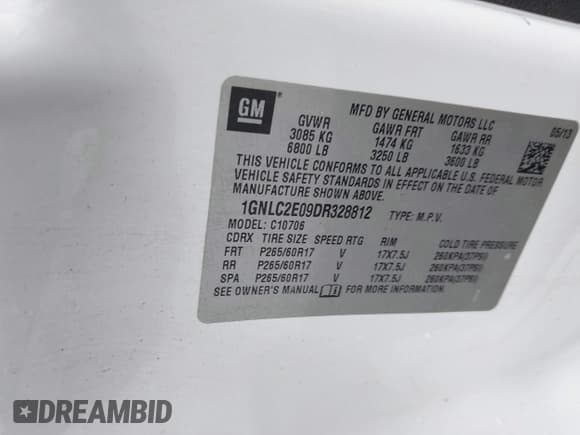 ✅ 2013 Chevrolet Tahoe Commercial • VIN: 1GNLC2E09DR328812 • Lot: 42519892. Wystawiony na IAAI z przebiegiem 171 813 mil. Bezpłatny archiwum sprzedaży aukcyjnych z USA i szczegółowy raport historii pojazdu na DreamBid. Zdjęcie 9.