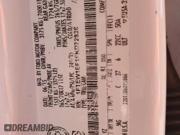 ✅ 2015 Ford F-150 XLT • VIN: 1FTEW1EF1FKD72838 • Лот: 90985935. Опубликован ранее на Copart с пробегом 176 825 миль. Бесплатный доступ к архиву аукционных продаж из США и подробный отчёт об истории автомобиля на DreamBid. Изображение 12.