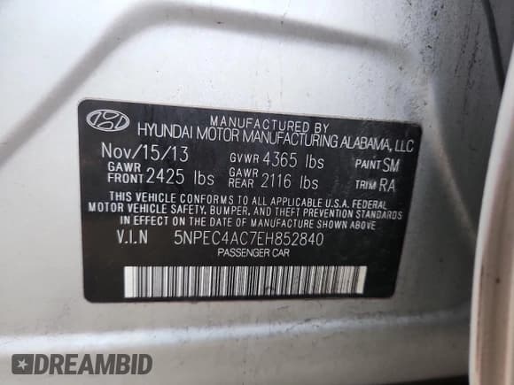 ✅ 2014 Hyundai Sonata Limited • VIN: 5NPEC4AC7EH852840 • Lot: 91792775. Wystawiony na Copart z przebiegiem 134 575 mil. Bezpłatny archiwum sprzedaży aukcyjnych z USA i szczegółowy raport historii pojazdu na DreamBid. Zdjęcie 12.