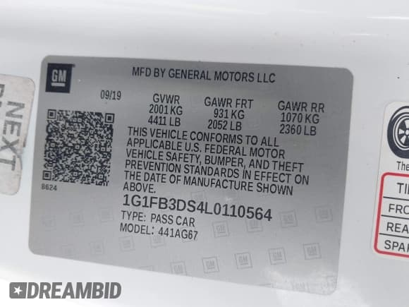 ✅ 2020 Chevrolet Camaro 1LT • VIN: 1G1FB3DS4L0110564 • Лот: 43121206. Опубликован ранее на IAAI с пробегом 98 620 миль. Бесплатный доступ к архиву аукционных продаж из США и подробный отчёт об истории автомобиля на DreamBid. Изображение 9.