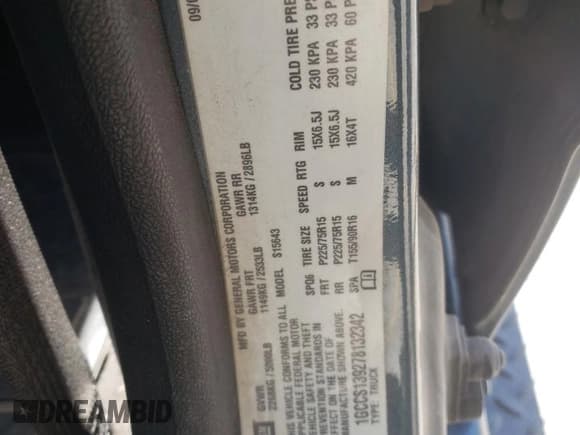 ✅ 2007 Chevrolet Colorado 1LT • VIN: 1GCCS139278132342 • Лот: 60456744. Опубликован ранее на Copart с пробегом 219 387 миль. Бесплатный доступ к архиву аукционных продаж из США и подробный отчёт об истории автомобиля на DreamBid. Изображение 13.