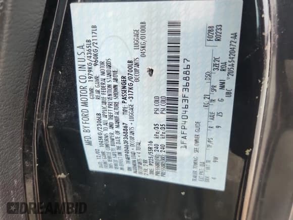 ✅ 2003 Ford Mustang Standard • VIN: 1FAFP40463F368867 • Lot: 81706715. Listed on Copart with Not provided. Free auction sales archive from the USA and detailed vehicle history report at DreamBid. Image 12.