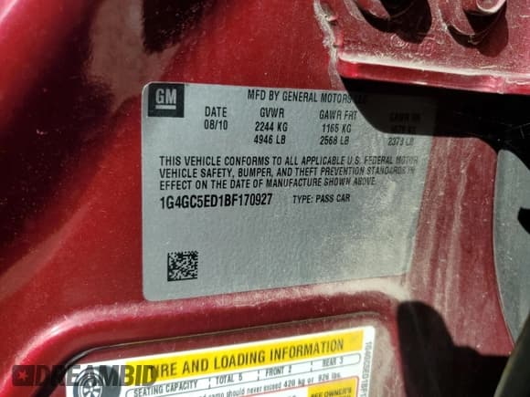 ✅ 2011 Buick LaCrosse CXL • VIN: 1G4GC5ED1BF170927 • Lot: 91183845. Wystawiony na Copart z przebiegiem 219 771 mil. Bezpłatny archiwum sprzedaży aukcyjnych z USA i szczegółowy raport historii pojazdu na DreamBid. Zdjęcie 12.