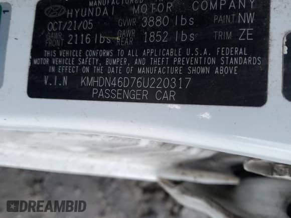 ✅ 2006 Hyundai Elantra GLS • VIN: KMHDN46D76U220317 • Лот: 86552324. Размещён на Copart с пробегом 172 122 миль миль. Получите бесплатный доступ к архиву аукционных продаж из США и посмотрите подробный отчёт об истории автомобиля на DreamBid. Изображение 12.