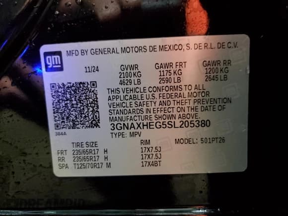 ✅ 2025 Chevrolet Equinox FWD LT • VIN: 3GNAXHEG5SL205380 • Lot: 65366975. Wystawiony na Copart z przebiegiem 22 029 mil. Bezpłatny archiwum sprzedaży aukcyjnych z USA i szczegółowy raport historii pojazdu na DreamBid. Zdjęcie 13.