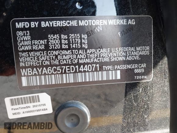 ✅ 2014 BMW 7 Series 740i • VIN: WBAYA6C57ED144071 • Лот: 43340955. Опубликован ранее на IAAI с пробегом 84 339 миль. Бесплатный доступ к архиву аукционных продаж из США и подробный отчёт об истории автомобиля на DreamBid. Изображение 9.