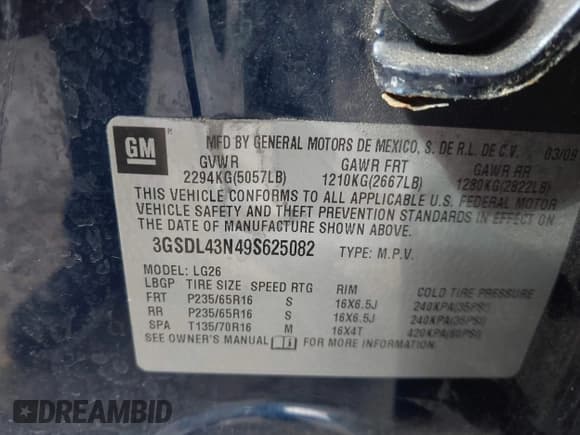 ✅ 2009 Saturn VUE XE • VIN: 3GSDL43N49S625082 • Lot: 42401335. Listed on IAAI with 65,120 mi. Free auction sales archive from the USA and detailed vehicle history report at DreamBid. Image 9.