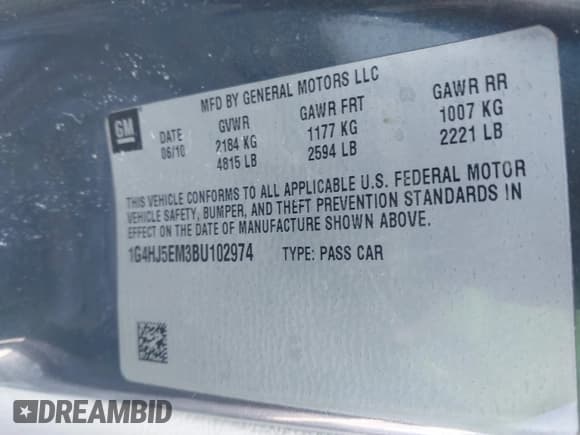 ✅ 2011 Buick Lucerne CXL Premium • VIN: 1G4HJ5EM3BU102974 • Lot: 41375089. Wystawiony na IAAI z przebiegiem 229 979 mil. Bezpłatny archiwum sprzedaży aukcyjnych z USA i szczegółowy raport historii pojazdu na DreamBid. Zdjęcie 9.