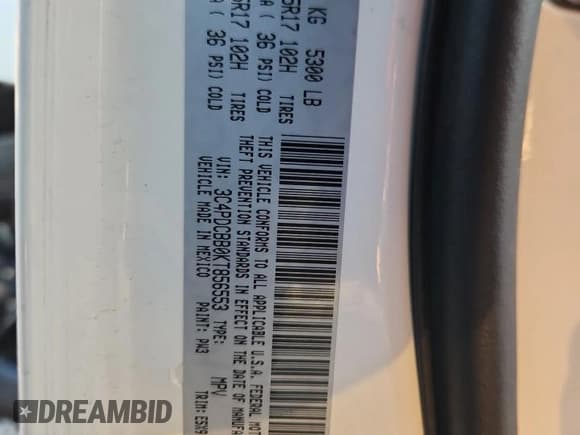 ✅ 2019 Dodge Journey SE • VIN: 3C4PDCBB0KT856553 • Lot: 87046405. Wystawiony na Copart z przebiegiem 93 217 mil. Bezpłatny archiwum sprzedaży aukcyjnych z USA i szczegółowy raport historii pojazdu na DreamBid. Zdjęcie 13.