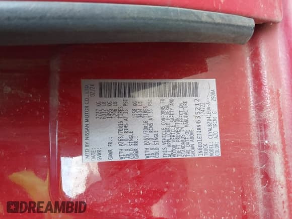 ✅ 2024 Nissan Frontier Pro-X • VIN: 1N6ED1EJ1RN635212 • Lot: 43539158. Listed on IAAI with 58,880 mi. Free auction sales archive from the USA and detailed vehicle history report at DreamBid. Image 9.