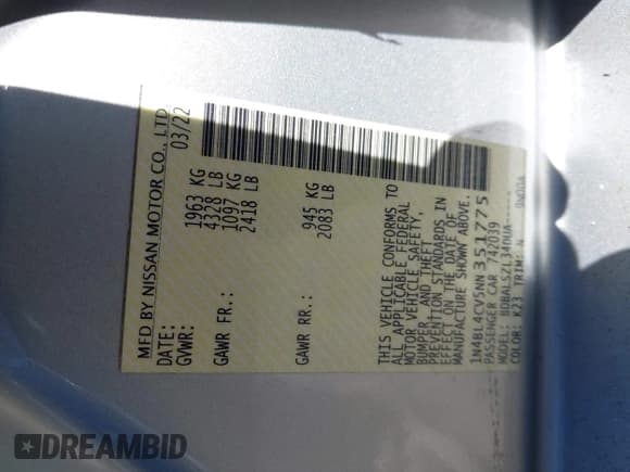 ✅ 2022 Nissan Altima SR • VIN: 1N4BL4CV5NN351775 • Лот: 43448630. Опубликован ранее на IAAI с пробегом 78 615 миль. Бесплатный доступ к архиву аукционных продаж из США и подробный отчёт об истории автомобиля на DreamBid. Изображение 9.