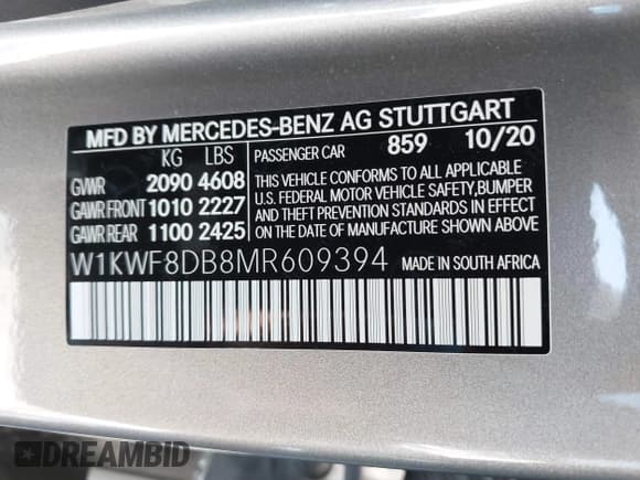 ✅ 2021 Mercedes-Benz C 300 • VIN: W1KWF8DB8MR609394 • Лот: 42554648. Опубликован ранее на IAAI с пробегом 25 317 миль. Бесплатный доступ к архиву аукционных продаж из США и подробный отчёт об истории автомобиля на DreamBid. Изображение 9.