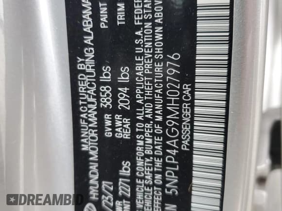 ✅ 2021 Hyundai Elantra Limited • VIN: 5NPLP4AG9MH027976 • Лот: 86243315. Опубликован ранее на Copart с пробегом 39 192 миль. Бесплатный доступ к архиву аукционных продаж из США и подробный отчёт об истории автомобиля на DreamBid. Изображение 12.