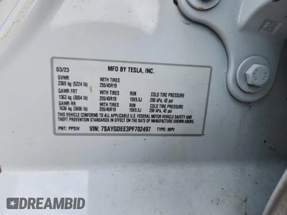 ✅ 2023 Tesla Model Y Long Range • VIN: 7SAYGDEE3PF702497 • Lot: 64995825. Listed on Copart with 24,676 mi. Free auction sales archive from the USA and detailed vehicle history report at DreamBid. Image 13.