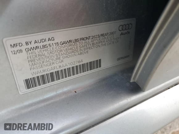 ✅ 2010 Audi S4 Prestige • VIN: WAUKGAFL8AA102764 • Lot: 57839715. Listed on Copart with 120,369 mi. Free auction sales archive from the USA and detailed vehicle history report at DreamBid. Image 12.