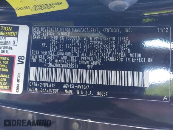 ✅ 2013 Toyota Venza LE • VIN: 4T3BA3BBXDU039511 • Лот: 41325157. Опубликован ранее на IAAI с пробегом Не указан. Бесплатный доступ к архиву аукционных продаж из США и подробный отчёт об истории автомобиля на DreamBid. Изображение 9.