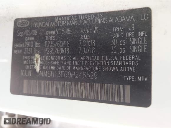 ✅ 2009 Hyundai Santa Fe Limited • VIN: 5NMSH13E69H246529 • Лот: 43406085. Опубликован ранее на IAAI с пробегом 110 905 миль. Бесплатный доступ к архиву аукционных продаж из США и подробный отчёт об истории автомобиля на DreamBid. Изображение 9.