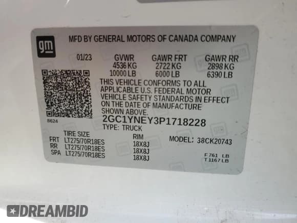 ✅ 2023 Chevrolet Silverado 2500HD LT • VIN: 2GC1YNEY3P1718228 • Лот: 93198775. Опубликован ранее на Copart с пробегом 92 097 миль. Бесплатный доступ к архиву аукционных продаж из США и подробный отчёт об истории автомобиля на DreamBid. Изображение 14.