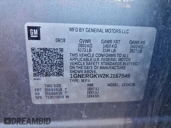 ✅ 2019 Chevrolet Traverse LT Cloth • VIN: 1GNERGKW2KJ167549 • Lot: 94548855. Wystawiony na Copart z przebiegiem 188 765 mil. Bezpłatny archiwum sprzedaży aukcyjnych z USA i szczegółowy raport historii pojazdu na DreamBid. Zdjęcie 14.