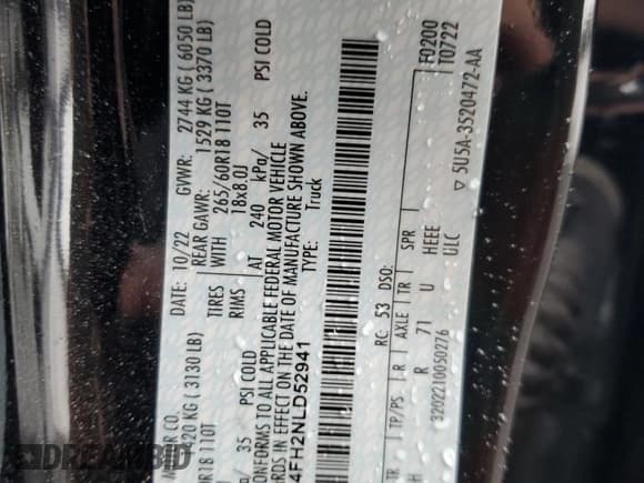 ✅ 2022 Ford Ranger XL • VIN: 1FTER4FH2NLD52941 • Lot: 80156875. Listed on Copart with 72,939 mi. Free auction sales archive from the USA and detailed vehicle history report at DreamBid. Image 12.