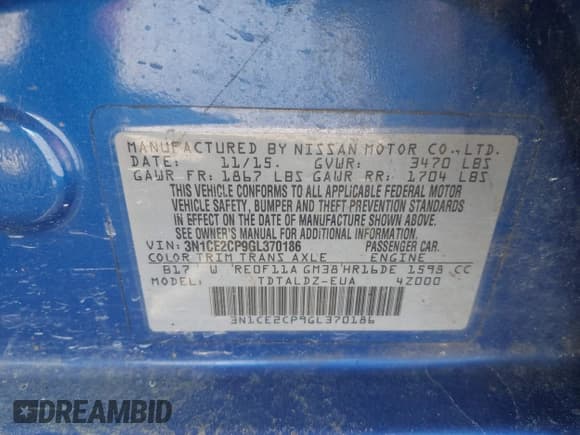 ✅ 2016 Nissan Note SV • VIN: 3N1CE2CP9GL370186 • Lot: 41832065. Listed on IAAI with 79,369 mi. Free auction sales archive from the USA and detailed vehicle history report at DreamBid. Image 9.