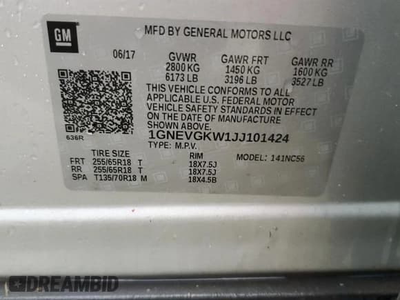 ✅ 2018 Chevrolet Traverse LT Cloth • VIN: 1GNEVGKW1JJ101424 • Lot: 74521894. Wystawiony na Copart z przebiegiem 63 542 mil. Bezpłatny archiwum sprzedaży aukcyjnych z USA i szczegółowy raport historii pojazdu na DreamBid. Zdjęcie 14.