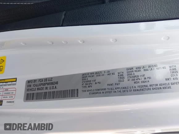 ✅ 2023 Jeep Wrangler Sahara • VIN: 1C4JJXP68PW696246 • Lot: 43210023. Listed on IAAI with 41,232 mi. Free auction sales archive from the USA and detailed vehicle history report at DreamBid. Image 9.