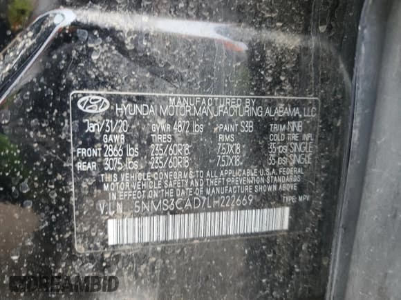 ✅ 2020 Hyundai Santa Fe SEL • VIN: 5NMS3CAD7LH222669 • Lot: 79726653. Wystawiony na Copart z przebiegiem 48 025 mil. Bezpłatny archiwum sprzedaży aukcyjnych z USA i szczegółowy raport historii pojazdu na DreamBid. Zdjęcie 13.