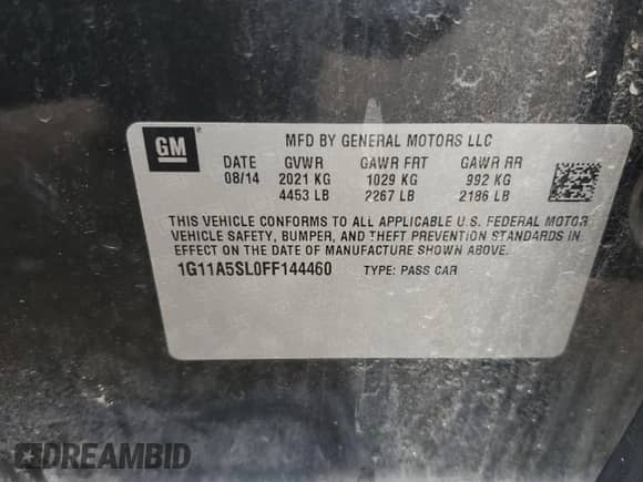 2015 Chevrolet Malibu LS z VIN 1G11A5SL0FF144460, wystawiony jako Copart lot #68413295 z przebiegiem 96 523 mil mil oraz Czysty tytuł • Clean title. Historia ofert i sprzedaży dostępna na DreamBid. Obrazek 12.