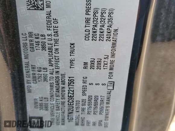 ✅ 2014 GMC Sierra 1500 SLE • VIN: 1GTN2UEC9EZ217561 • Lot: 54006075. Wystawiony na Copart z przebiegiem 107 738 mil. Bezpłatny archiwum sprzedaży aukcyjnych z USA i szczegółowy raport historii pojazdu na DreamBid. Zdjęcie 13.