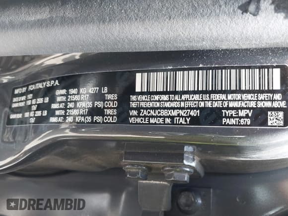 ✅ 2021 Jeep Renegade Latitude • VIN: ZACNJCBBXMPN27401 • Лот: 42735757. Опубликован ранее на IAAI с пробегом 30 896 миль. Бесплатный доступ к архиву аукционных продаж из США и подробный отчёт об истории автомобиля на DreamBid. Изображение 9.