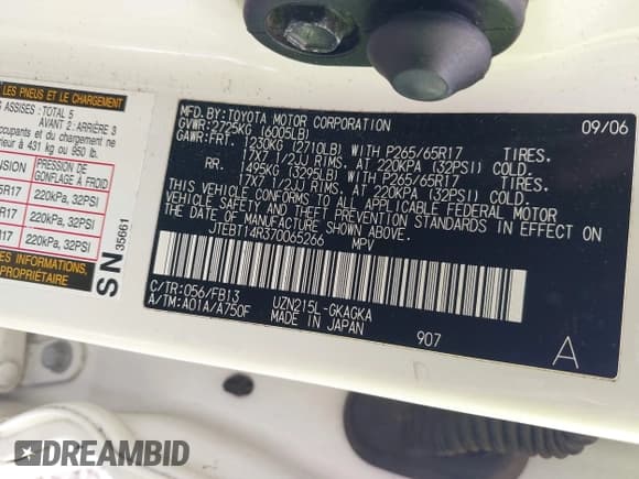 ✅ 2007 Toyota 4Runner SR5 • VIN: JTEBT14R370065266 • Лот: 42222240. Опубликован ранее на IAAI с пробегом 204 550 миль. Бесплатный доступ к архиву аукционных продаж из США и подробный отчёт об истории автомобиля на DreamBid. Изображение 9.