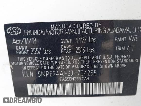 2018 Hyundai Sonata SE с VIN 5NPE24AF3JH704255, выставлен на аукционе IAAI как лот 43389069 с пробегом 105 614 миль миль и . История ставок и продаж доступна на DreamBid. Изображение 9.