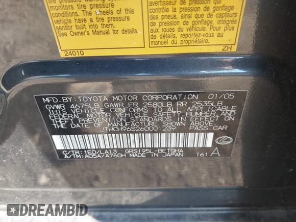 ✅ 2006 Lexus GS 300 • VIN: JTHCH96S260001239 • Lot: 42665399. Listed on IAAI with 204,480 mi. Free auction sales archive from the USA and detailed vehicle history report at DreamBid. Image 9.