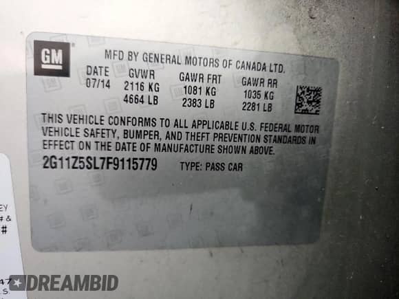 2015 Chevrolet Impala LS z VIN 2G11Z5SL7F9115779, wystawiony jako Copart lot #91100545 z przebiegiem 175 644 mil mil oraz Czysty tytuł • Clean title. Historia ofert i sprzedaży dostępna na DreamBid. Obrazek 12.