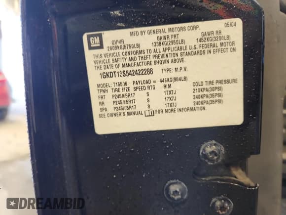 ✅ 2004 GMC Envoy SLE • VIN: 1GKDT13S542422288 • Лот: 86544755. Опубликован ранее на Copart с пробегом 171 264 миль. Бесплатный доступ к архиву аукционных продаж из США и подробный отчёт об истории автомобиля на DreamBid. Изображение 13.
