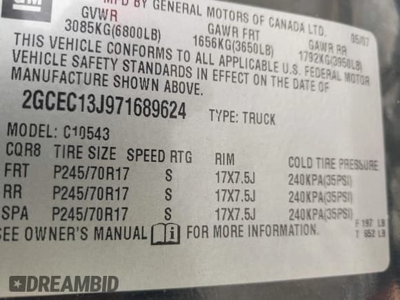 ✅ 2007 Chevrolet Silverado 1500 1LT • VIN: 2GCEC13J971689624 • Lot: 42121216. Wystawiony na IAAI z przebiegiem 171 156 mil. Bezpłatny archiwum sprzedaży aukcyjnych z USA i szczegółowy raport historii pojazdu na DreamBid. Zdjęcie 9.