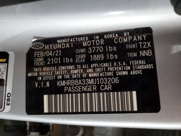 2021 Hyundai Venue SE с VIN KMHRB8A33MU103206, выставлен на аукционе Copart как лот 78499524 с пробегом 139 800 миль миль и На запчасти • Non repairable. История ставок и продаж доступна на DreamBid. Изображение 12.