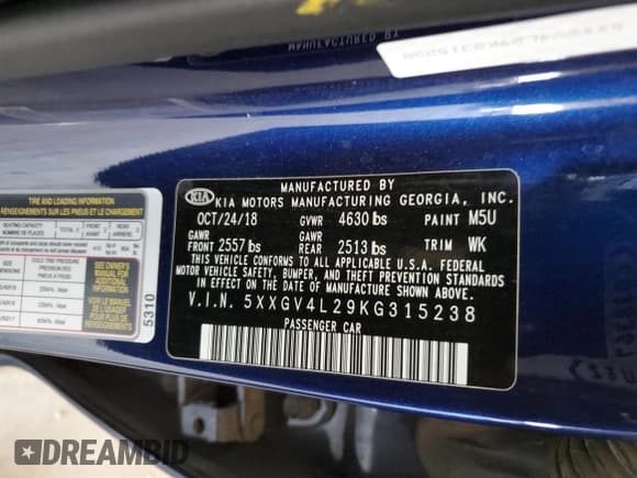 ✅ 2019 Kia Optima SX • VIN: 5XXGV4L29KG315238 • Lot: 67640275. Wystawiony na Copart z przebiegiem 87 135 mil. Bezpłatny archiwum sprzedaży aukcyjnych z USA i szczegółowy raport historii pojazdu na DreamBid. Zdjęcie 12.