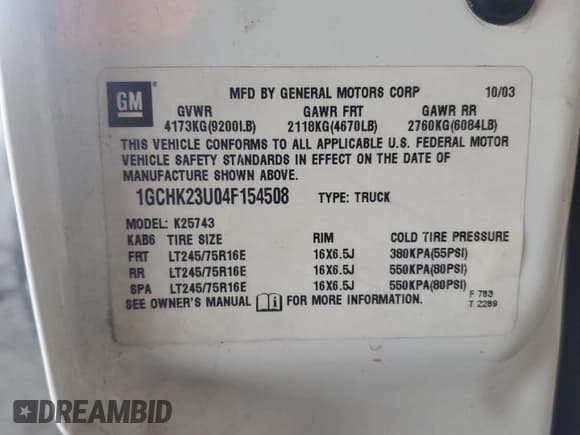 ✅ 2004 Chevrolet Silverado 2500HD LS • VIN: 1GCHK23U04F154508 • Lot: 90832305. Wystawiony na Copart z przebiegiem 275 940 mil. Bezpłatny archiwum sprzedaży aukcyjnych z USA i szczegółowy raport historii pojazdu na DreamBid. Zdjęcie 12.