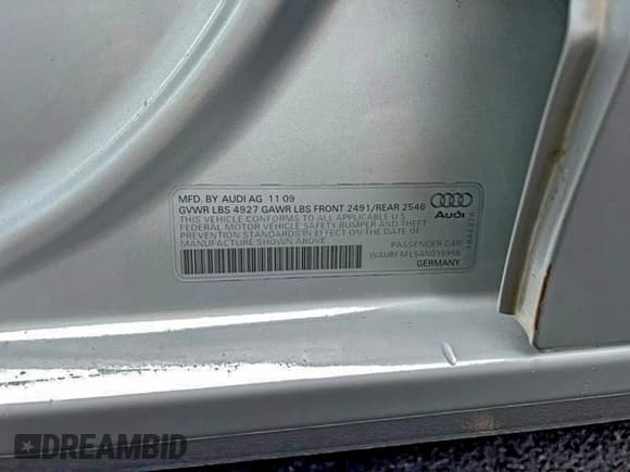 ✅ 2010 Audi A4 Premium • VIN: WAUBFAFL5AN035956 • Lot: 96464045. Listed on Copart with 130,845 mi. Free auction sales archive from the USA and detailed vehicle history report at DreamBid. Image 10.