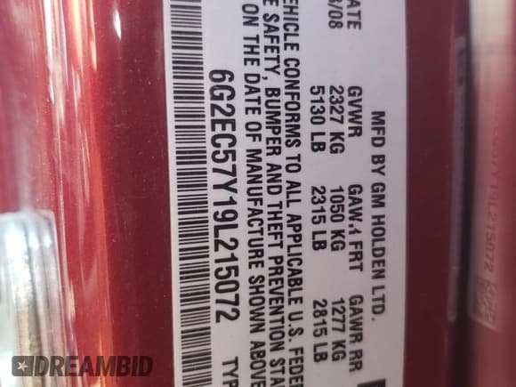 ✅ 2009 Pontiac G8 GT • VIN: 6G2EC57Y19L215072 • Lot: 71830624. Wystawiony na Copart z przebiegiem 136 459 mil. Bezpłatny archiwum sprzedaży aukcyjnych z USA i szczegółowy raport historii pojazdu na DreamBid. Zdjęcie 12.