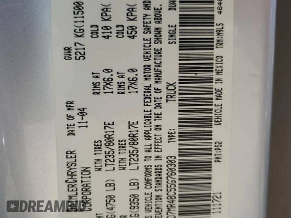 2005 Dodge 3500 SLT z VIN 3D7MR48C55G760303, wystawiony jako Copart lot #70532654 z przebiegiem 216 786 mil mil oraz Szkoda całkowita • Salvage title. Historia ofert i sprzedaży dostępna na DreamBid. Obrazek 12.