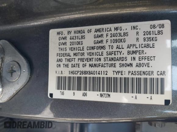 ✅ 2009 Honda Accord EX-L • VIN: 1HGCP268X9A014112 • Лот: 43510068. Опубликован ранее на IAAI с пробегом 255 799 миль. Бесплатный доступ к архиву аукционных продаж из США и подробный отчёт об истории автомобиля на DreamBid. Изображение 9.