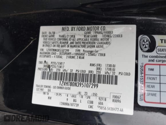 ✅ 2009 Ford Mustang • VIN: 1ZVHT80N395107299 • Lot: 43146152. Listed on IAAI with 145,370 mi. Free auction sales archive from the USA and detailed vehicle history report at DreamBid. Image 9.