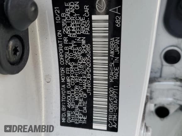 ✅ 2022 Lexus UX 250h • VIN: JTHX9JBH2N2056285 • Lot: 87221214. Listed on Copart with 33,377 mi. Free auction sales archive from the USA and detailed vehicle history report at DreamBid. Image 14.