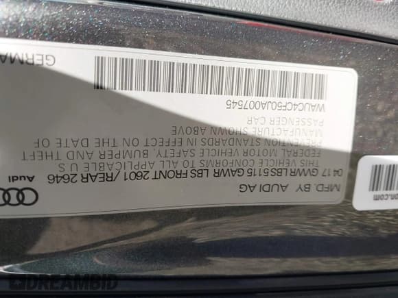 ✅ 2018 Audi S5 Sportback Prestige • VIN: WAUC4CF50JA007545 • Lot: 43175609. Listed on IAAI with 108,747 mi. Free auction sales archive from the USA and detailed vehicle history report at DreamBid. Image 9.